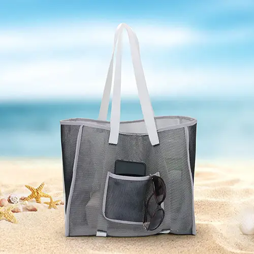 Lightweight Mesh Beach Tote Bag with Large Capacity and Breathable Design